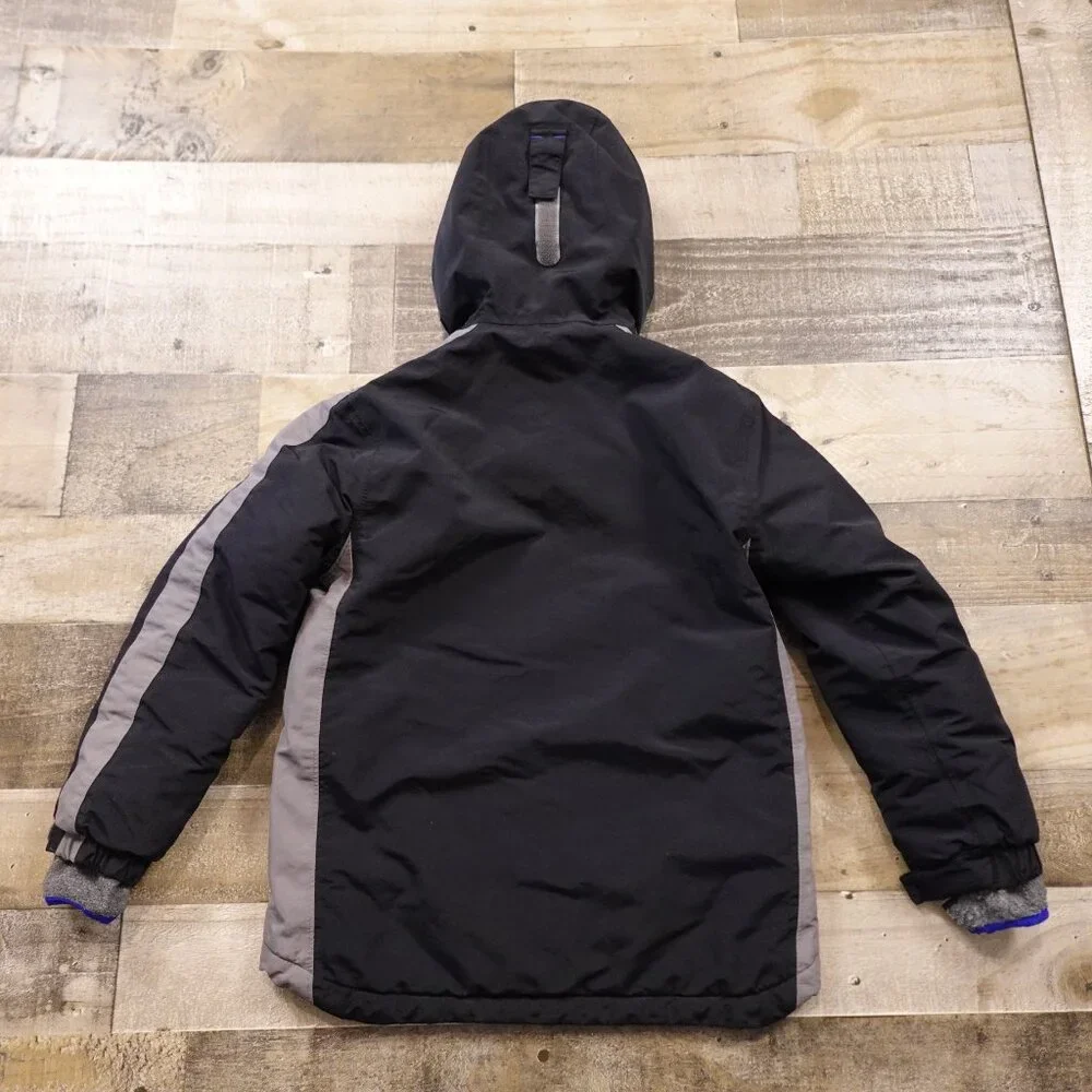 Lands’ End Squall‎ Hooded Insulated Jacket Boys Small Black Gray Winter
